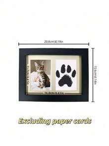 1 Piece Of Pet Claw Print (Black, White, Wood Color) Commemorative Photo Frame For Table Dogs, Cat Footprints Handmade DIY Gifts Free Printing Table Handprint Frame - Multicolor - View 2