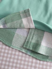 2pcs/Set Casual Plaid Patchwork Sweatshirt For Tween GirlsComfortable & Thick For Outdoor Activities - Green - View 8