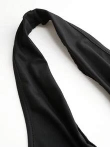 SHEIN Sweetro Women's Draped Neck Layered Ruffle Hem Mini Dress - Black - View 3