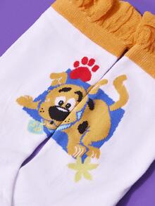SCOOBY-DOO X SHEIN 1 Đôi tất cổ cao màu trơn họa tiết chú chó hoạt hình dễ thương dành cho nữ - Nhiều màu - Xem 3