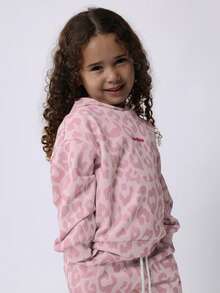 SUMWON Girls Leopard Print Hoodie Jogger Co-Ord Set Casual Wear Tracksuit Outfit Vacation - Pink - View 4