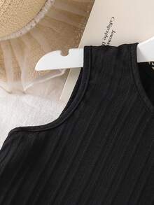 Elladie kids Young Girls Sleeveless Textured Fabric Mid-Length Casual Dress, Front Bowknot Decor Design, Elegant And Cute Black Summer Dress For Girls Black Dress With Bows For Girls Black Dress For Tweens Girls Sleeveless A-Line Dress Girls Casual Dress Girls Sleeveless Aline Casual Dress - Black - View 5