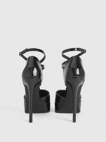 CUCCOO LuxiPop 女士尖头搭扣设计日常百搭时尚高跟鞋 - 黑色 - 查看 6