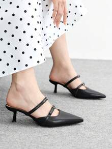 CUCCOO BIZCHIC Women's Fashionable Elegant Pointed Toe Pumps, Suitable For Party And Commute Valentine's Day - Black - View 5