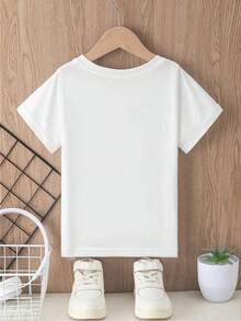Korean Style Graphic Print Short Sleeve T-Shirts Preppy School Casual Daily Wear BFF Matching Tops Minimalist Fashion Ins Trendy Tees - Blanco - Ver 3