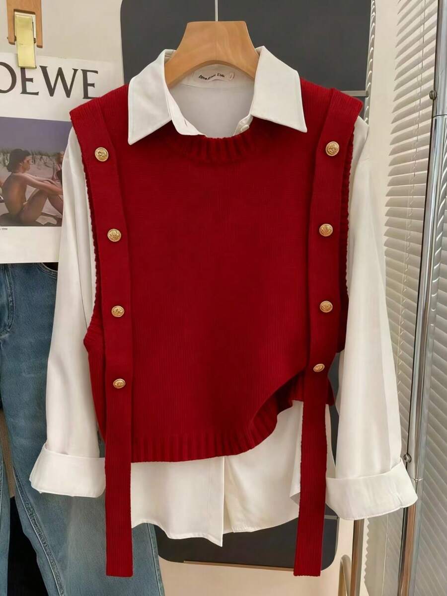 Resyla Gilet sans manches ample - Rouge - Voir 1