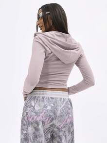 BABYPHAT 长袖连帽上衣，饰有文字印花，适合休闲叠穿和日常穿着。 - 粉色 - 查看 2