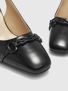 CUCCOO BIZCHIC Women's Fashionable Square Toe High Heel Pumps, Office/Work Heels - Black - View 5