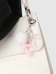 ROMWE Kawaii 1 Stück süßer und stilvoller Silberstern, weiße Kunstperle, rosa Kunstkristall, Cut Out Schleife, Harz-Sternanhänger zum Selbermachen als Schlüsselanhänger, Taschenanhänger, Becherhänger, Handyanhänger, inklusive Handyhalter-Aufkleber, geeignet für Frauen, Mädchen, Alltagsgebrauch, Geschenk zu Feiertagen - Rosa -1 - Übersicht 12