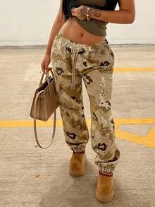 Resyla Women's Drawstring Waist Camouflage Casual Versatile Outdoor Jogger Pants - Multicolor - View 1