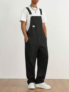 TOKVUE Men's Solid Color Fashionable Loose Casual Versatile Bib Pants