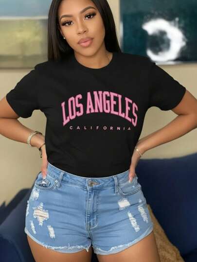 Playera Casual "Los Ángeles, California" para Mujer – Estilo Urbano