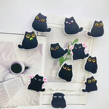 3个/6个/15个可爱猫咪冰箱贴 - 卡哇伊黑色小猫装饰，塑料树脂材质，适用于厨房和办公室，完美的生日乔迁礼物之选 - 彩色 - 查看 1