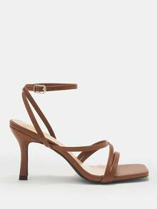 CUCCOO CURVES Sandalias de tacón alto de ajuste ancho versátiles para uso diario de moda para mujeres - Marrón - Ver 2