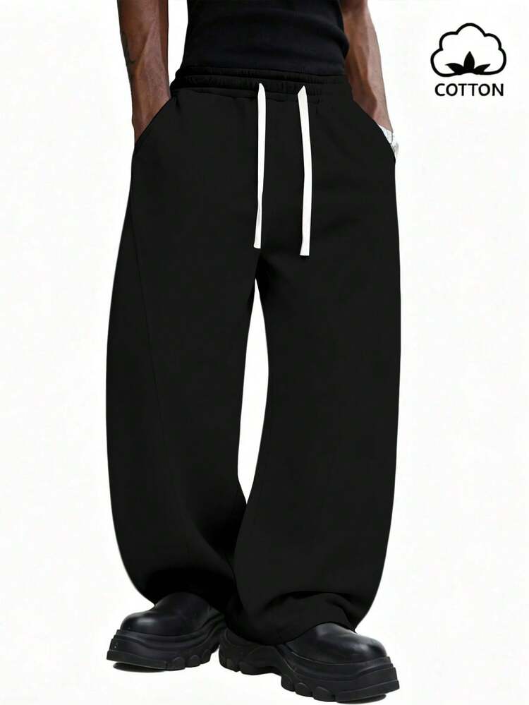 Wide Leg Sweatpants With Drawstring Waist