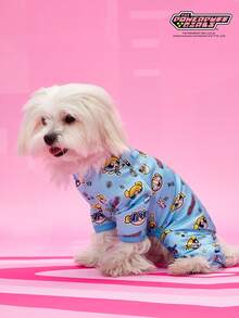 THE POWERPUFF GIRLS X PETSIN 1件装兔子女巫字母星星印花宠物连体衣 蓝色运动风亲肤透气宠物服装 - 藍色 - 查看 5