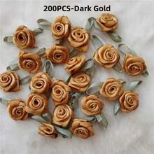 Rosas artificiales de satén hechas a mano, apliques de tela con rosetas para decoración de boda, manualidades y accesorios de costura - Multicolor - Ver 26
