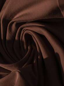 Franclia 女士纯色长袖不对称下摆上衣和喇叭裤优雅两件套 - 棕色 - 查看 5