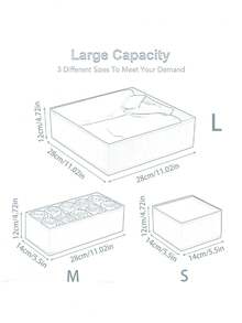 12 Pack Foldable Cloth Storage Box Closet Dresser Drawer Organizer Fabric Baskets Bins Containers Divider For Clothes Underwear Bras Socks Lingerie Clothing - Black - View 8