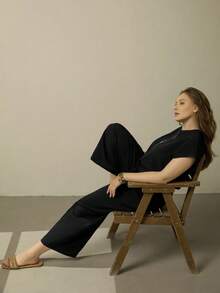 EMERY ROSE 大码女式休闲度假时尚夏季连体裤 - 黑色 - 查看 4