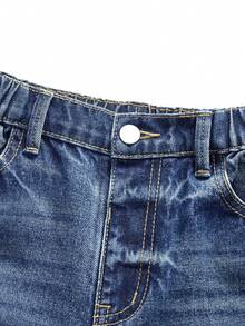 SHEIN ChillGRL Tween GirlsCasual Basic Comfortable Elegant Fresh Wide Leg Loose Fit Pure White Jeans - Medium Wash - View 6