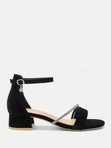 CUCCOO CURVES 女士黑色时尚水钻绑带宽楦凉鞋 - 靜夜黑 - 查看 2