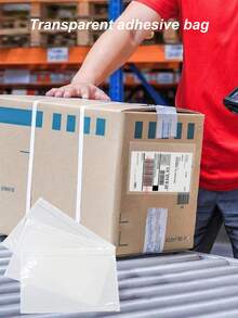 Shipping Label Sleeves 6.69*9.84in(17*25cm)- Strong Adhesive Back For Secure Package Labeling, Protects Documents With Packing Slip Pouches -Packing Sleeves For Mailing And Packaging - 17*25cm - View 1