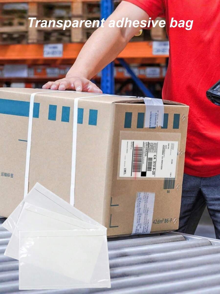 Shipping Label Sleeves 6.69*9.84in(17*25cm)- Strong Adhesive Back For Secure Package Labeling, Protects Documents With Packing Slip Pouches -Packing Sleeves For Mailing And Packaging - 17*25cm - View 1
