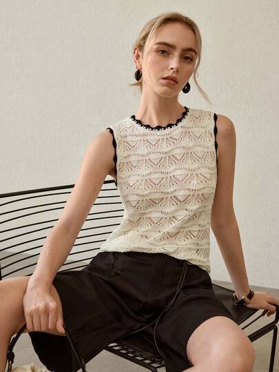 MOTF PREMIUM 撞色滚边无袖针织上衣