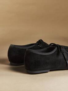 Rosivie Women's Casual Versatile Commuting Simple Lace-Up Flats - Black - View 7