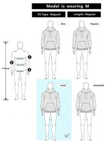 Manfinity Joysei 男士字母印花长袖口袋抽绳连帽衫，男士礼物，圣诞礼物，外出上衣，冬季女装 - 彩色 - 查看 4