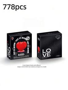 POKOJA LAND POKOJA LAND 778 片装爱心主题塑料积木套装：燃情燃烧心形设计