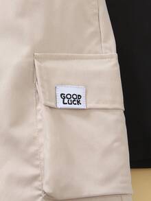 Young Boy Solid Color Elastic Waist Patch Pocket Shorts - Multicolor - View 7
