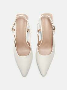 CUCCOO CURVES Zapatos de tacón de punta versátiles y de ajuste ancho para mujer - Blanco - Ver 10