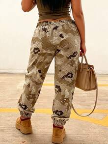 Resyla Women's Drawstring Waist Camouflage Casual Versatile Outdoor Jogger Pants - Multicolor - View 2