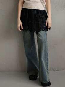 DAZY 少女口袋休闲百搭喇叭牛仔裤 - 藍色 - 查看 6