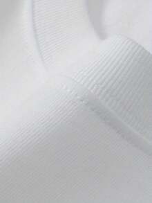 Camiseta de manga corta unisex para verano, 100% poliéster, estilo versátil, corte holgado, peso 180 gramos, una pieza. - Blanco - Ver 3