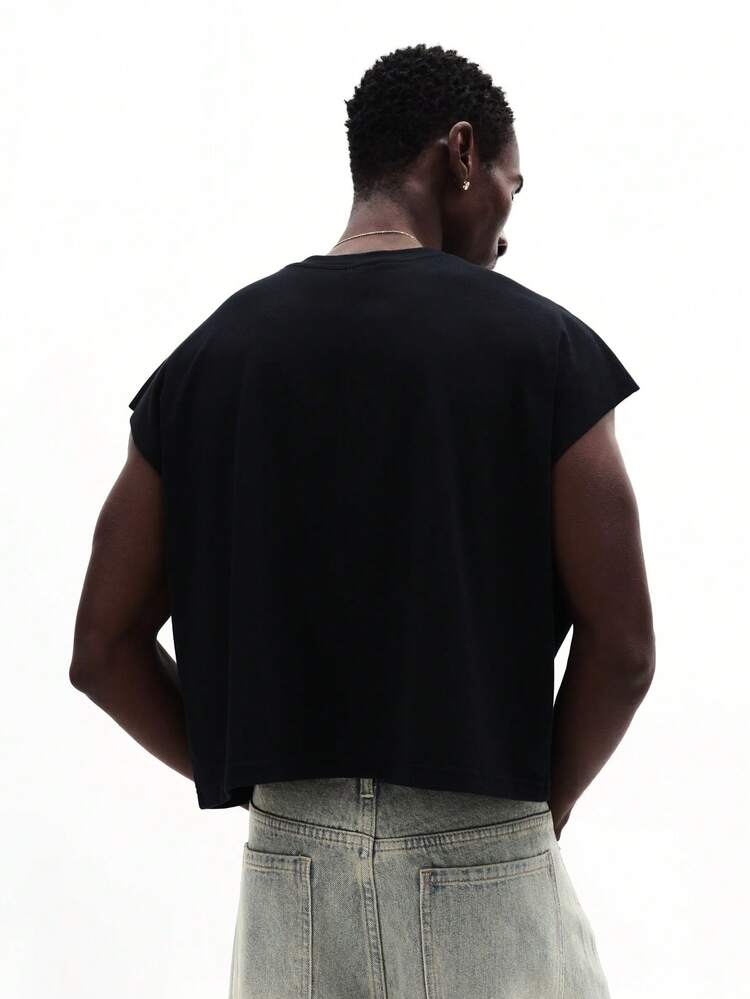 Locker geschnittenes Tanktop mit Aufdruck und Schriftzug