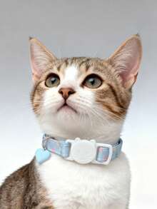 PETSIN 1 Piece, Random Color, Pet Valentine's Day Heart-Shaped Pendant Collar, Cat Clasp, Adjustable Neck Circumference - Multicolor - View 2