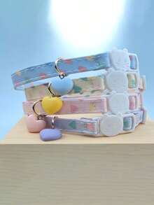 PETSIN 1 Piece, Random Color, Pet Valentine's Day Heart-Shaped Pendant Collar, Cat Clasp, Adjustable Neck Circumference - Multicolor - View 7