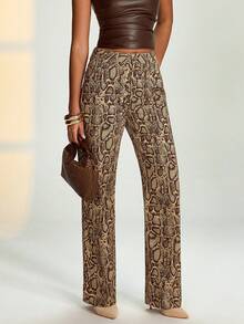 RueChic High Waist Multi Color Straight Jean Bell Bottom Pants Flared Pants Snakeskin Pants Brown Pants For Women Jeans For Women - Multicolor - View 4