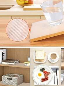 1pc Shelf Liner Cabinet Liner, Non Adhesive Drawer Liner, Washable Waterproof Durable Non-Slip Shelf Liner For Kitchen, Drawer - Clear - View 3