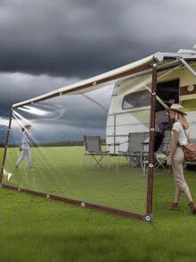 Waterproof Cloth, Rainproof Cloth RV Awning Expansion Link Windshield Transparent Rainproof Outer Account, With Windproof And Weather-Resistant, Durable Material, Essential For Outdoor RV In Rainy And Windy Weather, Camping, RV, Balcony, Garden Furniture, Greenhouse, And Winter Firewood Storage - Transparent - View 3