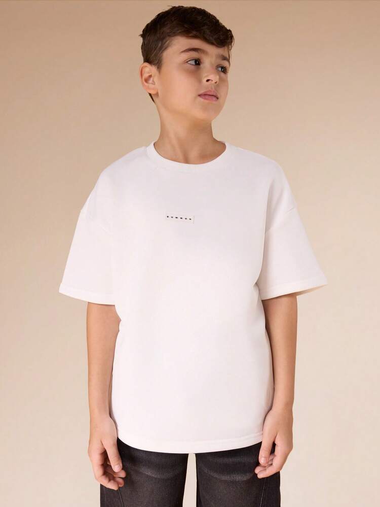 Badge Detail Crew Neck T-Shirt With Back Print