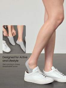 GLOWMODE 3 Pairs Invisible No-Show Socks Walk A Mile Soft Grip Daily Studio Workout Gym - Multicolor - View 6