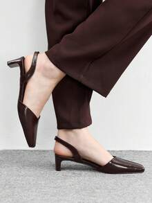 CUCCOO BIZCHIC Giày cao gót mũi vuông đa năng dành cho nữ - Màu Đỏ Sâu - Xem 3