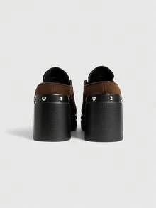 Sugerpunk Women's Retro Buckle Strap High Heel Sandals, Fashionable Casual Chunky Heel Mules - Brown - View 3