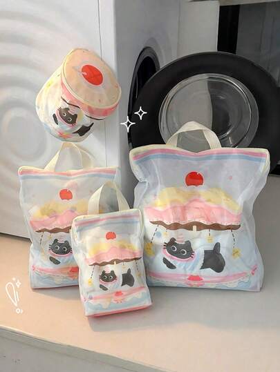 Joivida 1个洗衣机洗衣袋，适用于毛衣、文胸、内衣等衣物，网状防护洗涤袋，加厚防拉伸（绳子颜色随机）。