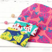 Joivida 1pc Super Absorbent Large Rectangular Face Towel And Bath Towel, With Strawberry, Lime, And Watermelon Patterns (Pink, Green, Green) - Thick Hanging Hand Towel, Dishwasher Towel, Cute Fruit Pattern, Household Absorbent Cloth With A Gauze Like Texture, Suitable For Sensitive Skin