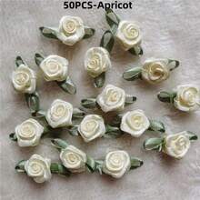 Rosas artificiales de satén hechas a mano, apliques de tela con rosetas para decoración de boda, manualidades y accesorios de costura - Multicolor - Ver 13